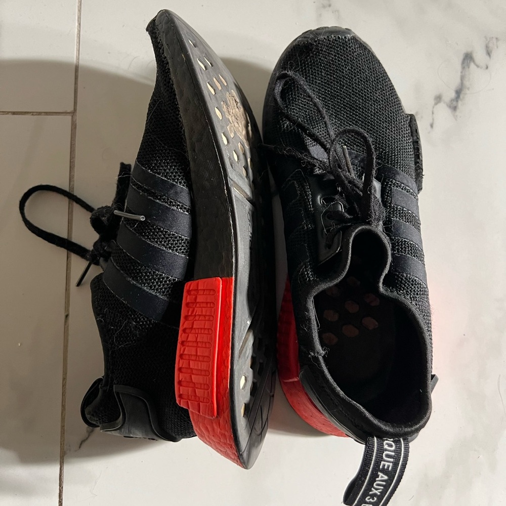 Adidas NMD R1 Core Black Lush Red Kids US 5